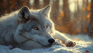 Winter Wolf Wallpaper: Majestic Animal in Snow, 4K Resolution