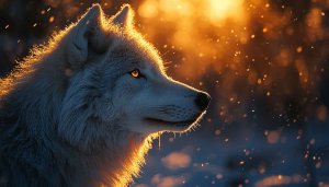 Stunning Wolf Wallpaper: Majestic Animal in Golden Light 4K