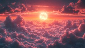 Pink Cloud Wallpaper: Sunset, Moon, Sky, Landscape, 4k Wallpaper