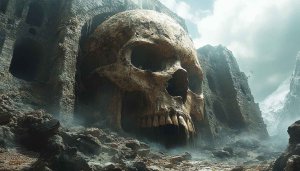 Giant Skull Wallpaper, Fantasy Landscape, 4k Wallpaper for Desktop