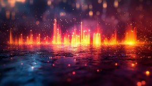 Abstract Glowing Cityscape Wallpaper, 4K Desktop Background