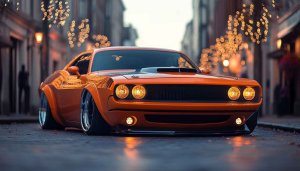 Orange Challenger Car Wallpaper, Muscle Car Wallpaper, 4K Car Wallpaper
