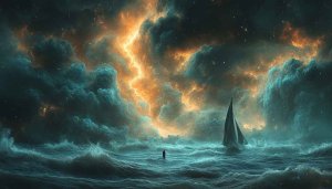 Ocean Sky Wallpaper: Boat and Storm Clouds UHD Wallpaper for Desktop