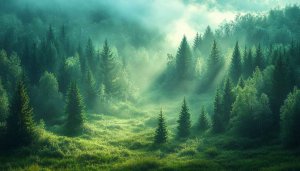 Mystical Forest Wallpaper: Scenic Nature Landscape, Green Tree 4K