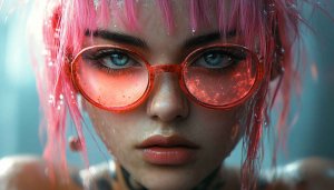 Cyberpunk Girl Wallpaper: Pink Hair, Glasses, 4K, Desktop Background