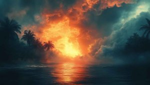 Tropical Beach Sunset Wallpaper, Nature Scenery Wallpaper For Desktop