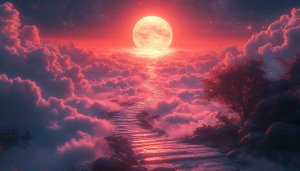 Pink Moon Sky Wallpaper: 4K Aesthetic Cloudscape Backgrounds for Desktop