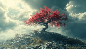 Red Tree Wallpaper, Nature Scenery Background, 4k Landscape Screensaver
