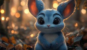 Cute Animal Wallpaper: Blue Mouse, Cartoon, Desktop, 4K Wallpaper