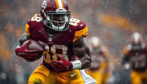 NFL Football Wallpaper: Washington Redskins Running Back Action in Rain