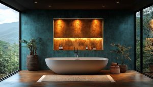 Luxury Bathroom Wallpaper, Interior Design Wallpaper, Nature View Wallpaper 4K