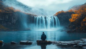 Waterfall Wallpaper, Nature Scenery, Landscape Wallpaper, Desktop Background, 4k