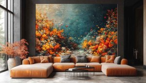 Floral Painting Wallpaper: Artistic Interior Design, Wall Decor Inspiration
