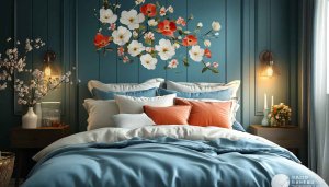 Bedroom Wallpaper: Cozy Interior, Flower Accents, Modern Design, 4K