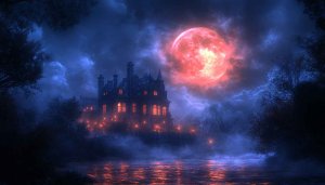 Haunted House Wallpaper, Halloween Wallpaper, Gothic Wallpaper, Dark Theme