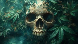 Skull & Cannabis Wallpaper | Dark Aesthetic 4K, Desktop Background