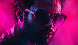 Neon Man Portrait Wallpaper, Sunglasses Aesthetic, Cyberpunk Aesthetic Wallpaper