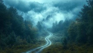 Misty Forest Road Wallpaper: Nature Landscape 4k Wallpaper for Desktop