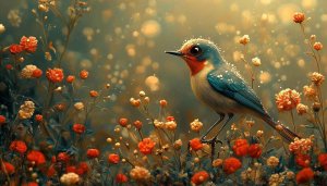 Bird Wallpaper, Flower Wallpaper, 4k wallpaper, Nature Wallpaper