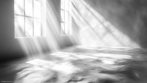 Monochrome Light Rays Wallpaper, Sunlight through Window, Black and White