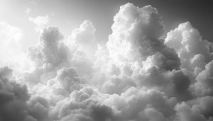 Monochrome Sky Wallpaper: Fluffy Clouds Aesthetic Backgrounds for Desktop