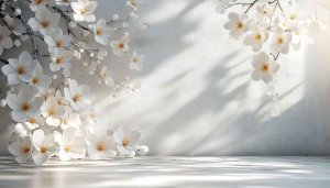 White Flowers Wallpaper, Floral Desktop Background, Aesthetic, blossom, 4k