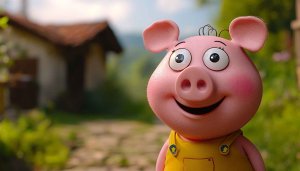 Cute Pig Wallpaper, Cartoon Wallpaper, Animal Wallpaper, 4K Wallpaper