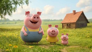 Pig Cartoon Wallpaper, Three Little Pigs, Kids Wallpaper, HD