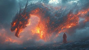 Epic Dragon Wallpaper: Fantasy Fire Dragon & Wizard 4K Wallpaper