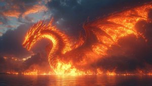 Fiery Dragon Wallpaper: Mythical Creatures, Fantasy Art, 4K Wallpaper