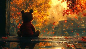 Winnie the Pooh Autumn Wallpaper, Fall Leaves, Rainy Day