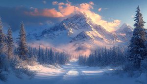 Winter Mountain Wallpaper: Snowy Landscape 4k Wallpaper for Desktop