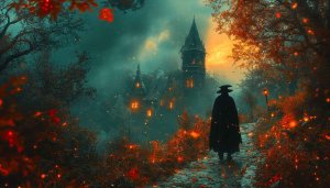 Halloween wallpaper, dark fantasy wallpaper, witch wallpaper, autumn wallpaper