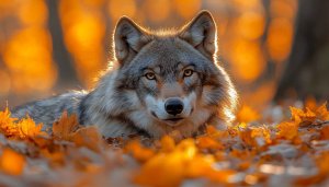 Autumn Wolf Wallpaper: Animal Wallpaper, 4K Wallpaper for desktop, laptop