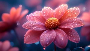 Pink Flower Wallpaper: Beautiful Petals with Dewdrops, Floral Backgrounds