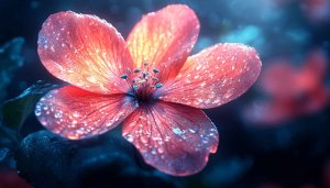 Aesthetic Flower Wallpaper: Dew Drops, Red Petals, Bloom Beauty