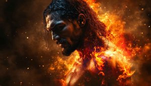 Burning Man Wallpaper: Fire Man Portrait 4K Wallpaper for Desktop