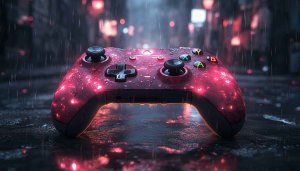 Xbox Controller Wallpaper: Gaming Aesthetics in Rain, 4K Resolution