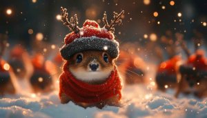 Christmas Squirrel Wallpaper: Festive Animal, Holiday Season, Winter Wonderland
