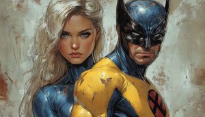 Wolverine and Emma Frost X-Men Comic Art Wallpaper
