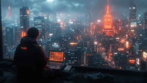 Cyberpunk City Wallpaper: Futuristic Urban Landscape, 4k Wallpaper for Desktop
