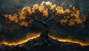 Gold Tree Wallpaper, Black and Gold Wallpaper, Dark Tree Wallpaper
