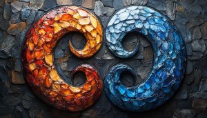 Yin Yang Wallpaper: Fire and Ice Abstract Texture Art