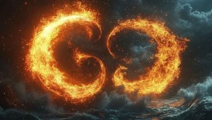 Burning Ocean Wave Wallpaper - Fire Storm 4K Wallpaper
