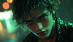 Boy Rain Wallpaper, Aesthetic Portrait Wallpaper, Neon Wallpaper, 4k Wallpaper