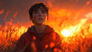 Boy at Sunset Wallpaper, Golden Hour Landscape HD Wallpaper