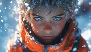 Jack Frost Wallpaper: Winter Boy Portrait with Glowing Blue Eyes