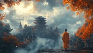 Zen Buddhist Temple 4k Wallpaper, Monk Landscape Wallpaper