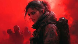 Resident Evil Actress Wallpaper, Survival Horror, Red Background, 4K