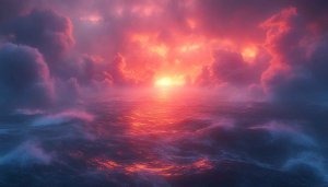 Ocean Sunset 4K Wallpaper, Free Desktop Background, Dramatic Sky